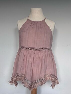 VOGE Boutique Beige Babydoll Halter Tank Top